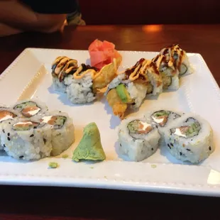 Dragon roll and philly roll