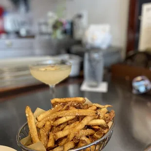 Parmesan fries. Pear Martini