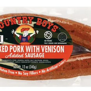 Pork and venison sausage.