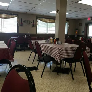 tables and chairs in a restaurant