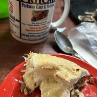 What's left of the coconut pie when I remembered to take a picture. We are pretty sure the crust was chocolate.