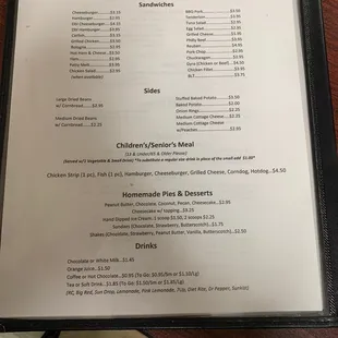 a menu on a table