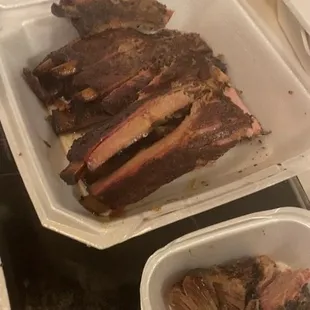 Ribs and the smaller containers has brisket