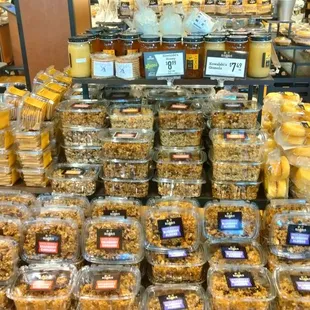 a display of baked goods