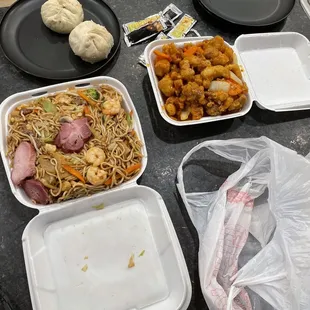 Special Chow Mein Orange Chicken Steamed Pork Bun