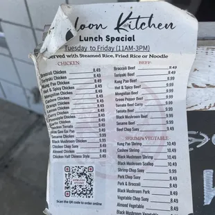 Lunch menu