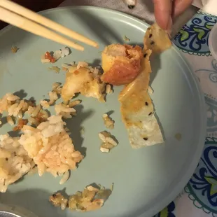 Paper in sushi. Not soy or seaweed it&apos;s legit paper