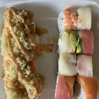 D7. Ghisha Roll and Rainbow Roll with Miso Soup