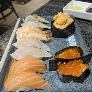 a variety of sushi on a platter