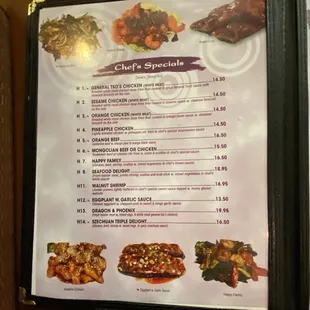 a menu for a restaurant