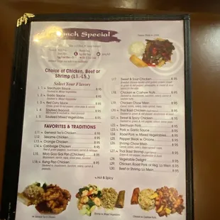 a menu for a restaurant