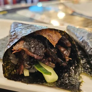 Salmon Skin hand roll from the AYCE menu. 6/22/2024