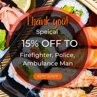 15% Off to Who serving the country.