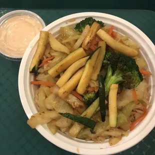 Vegetable bowl (There's rice under there). Great!