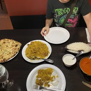 Lamb byriani and chicken tikka masala