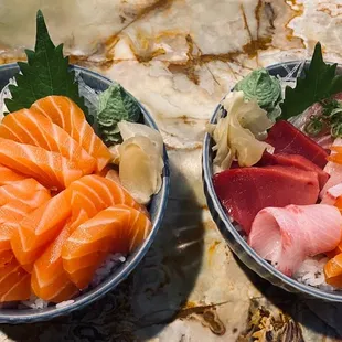 two bowls of sushi