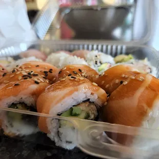 a container of sushi