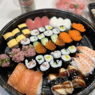 a variety of sushi on a plate