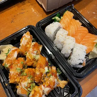  two trays of sushi