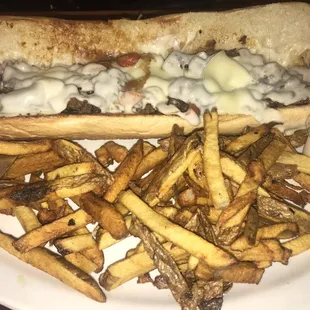a hot dog and fries on a plate