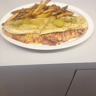 a plate of food on a counter