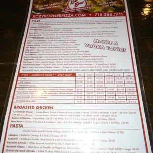 Menu cover - WOW - lots of food!