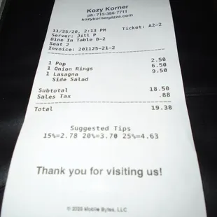 Final tab - lunch #1.