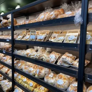 shelves of bread and pastries
