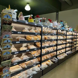 a display of bread and pastries