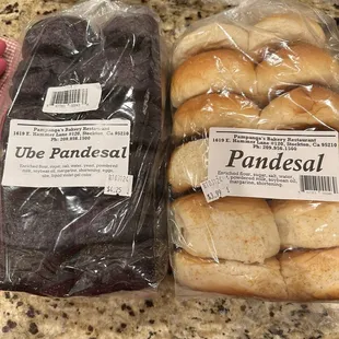 Ube and regular pandesal
