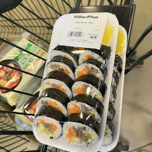 a tray of sushi