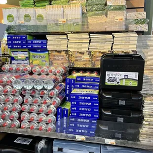 a display of cans of soda