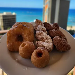 Filled Strawberry, French Cream, Cinnamon Sugar &amp; Powdered Sugar Twists, Condense Milk &amp; Powdered Sugar O donuts