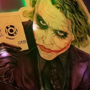 the joker holding a phone