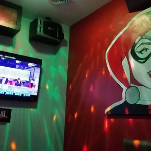 a woman's face on the wall