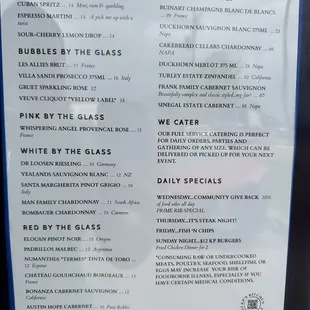 Drinks menu.