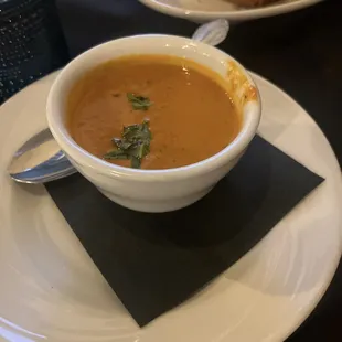 Tomato soup paired with the grilled cheese