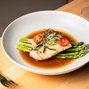 Roasted Chilean Seabass with ginger sauce