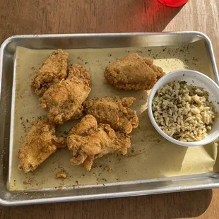 Chicken Winglets Platter with dirty rice