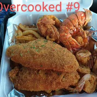 Our fried lobster tail, fish, and shrimp were all way over cooked. Very disappointing.