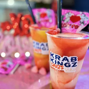 two drinks on a table