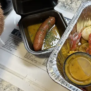 Sausage on the side with garlic butter