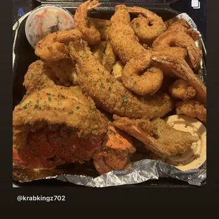 fried shrimp on tin foil