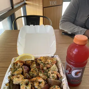 Small Shrimp Platter &amp; Gatorade