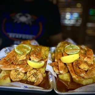 two trays of food