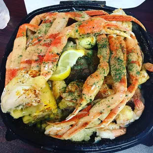 This was the crab, sausage, corn,egg, potatoes, and shrimp plate!! It was all delicious