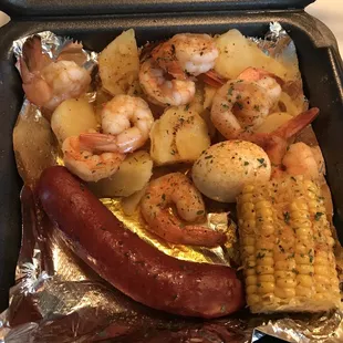 This was the smaller platter without the crab. I loved the sausage and the corn was so good.