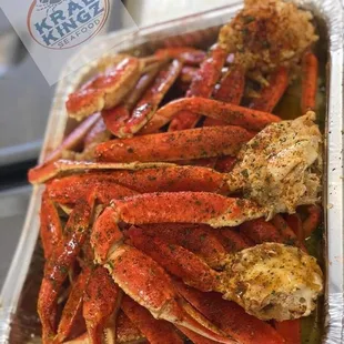 A couple of pans of krab for loaded platters