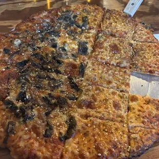 Half mushroom half cheese pizza