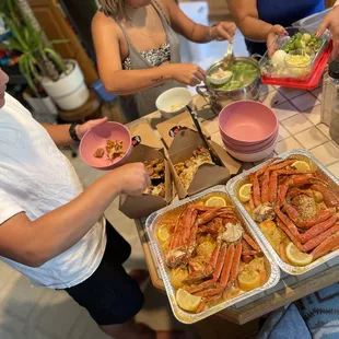 After a full boating day in the sun, platters of Kracked Krab was great! Whole Pot Combos with Ragin Cajun + Garlic Parmesan drips!